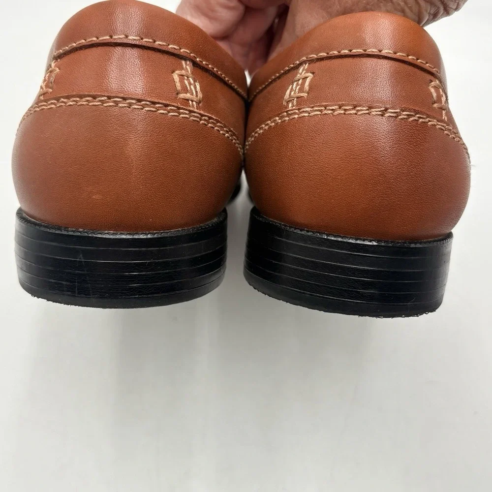 Chaps Ralph Lauren Mens 9.5 Leather Brown Tan Contributor Penny Loafer Slip-On